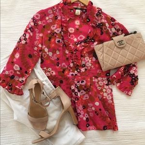 J. Crew Floral Cotton Blouse